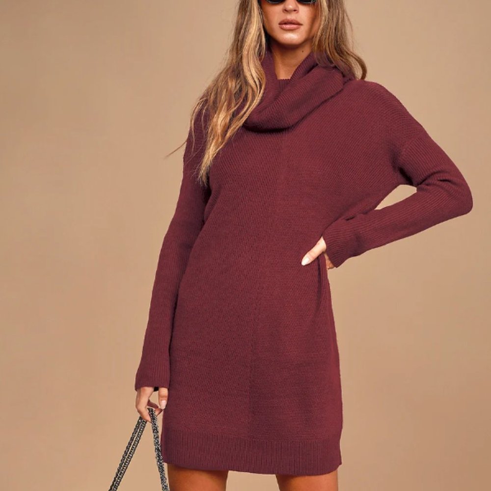 Lulus Tea Reader Burgundy Sweater Dress